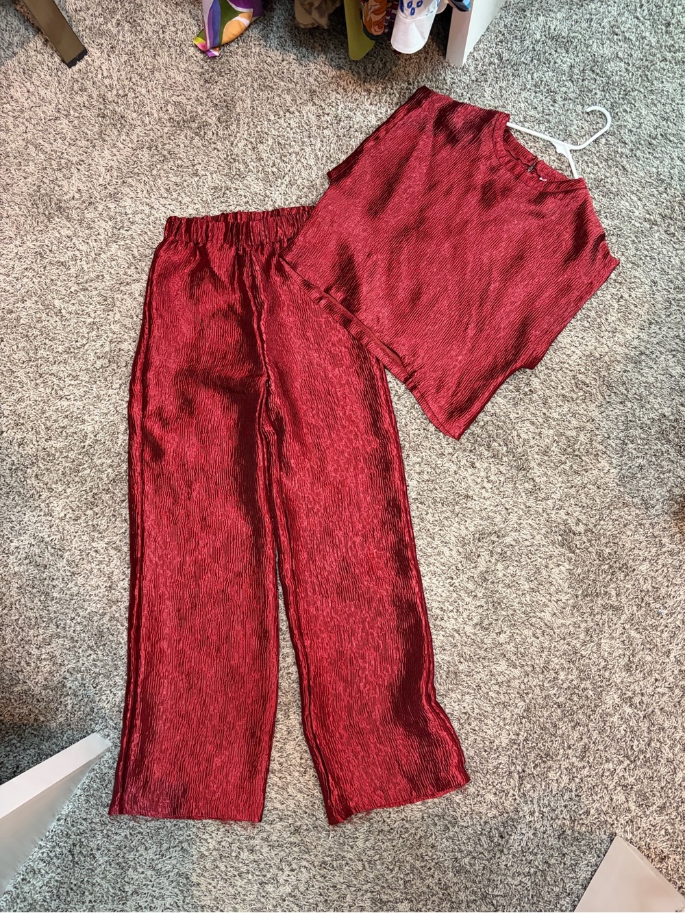 Red Metallic Pant Set - Picture 2 of 2